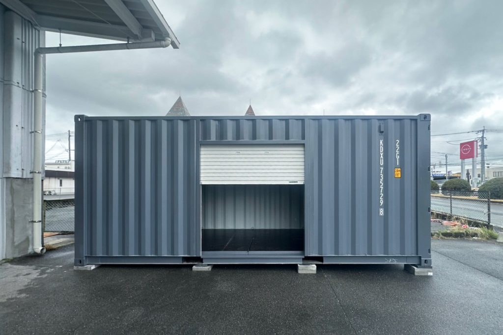 20フィートコンテナシャッター取付 福岡 九州 コンテナ ガレージ 販売